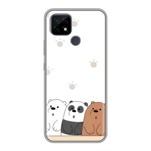 Чехлы с изображением разных животных для Realme C21 (Удивленные медвеженки)
