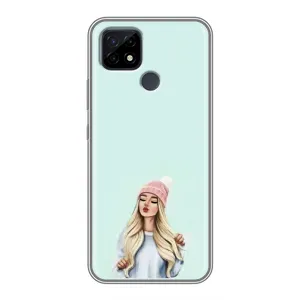 Силиконовый Чехол на Realme C21 с картинкой Стильных Девушек (В шапке)
