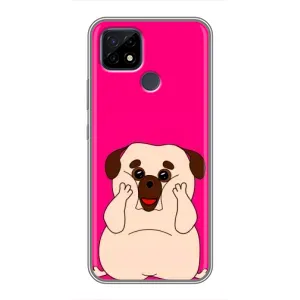 Чехол (ТПУ) Милые собачки для Realme C21 (Веселый Мопсик)