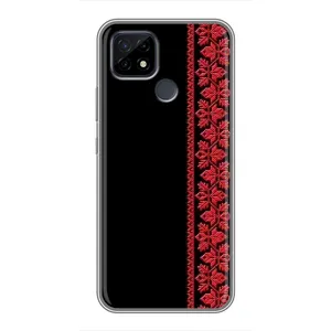Силиконовый Чехол на Realme C21 с картинкой Вышиванки (Вышиванка на черном)