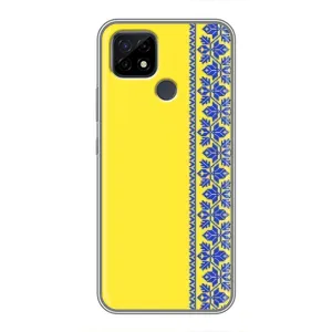 Силиконовый Чехол на Realme C21 (Вышиванка на желтом)
