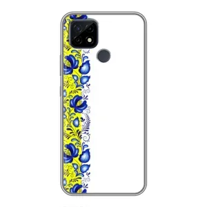 Силиконовый Чехол на Realme C21 с картинкой Вышиванки (Желто-синяя вышиванка)