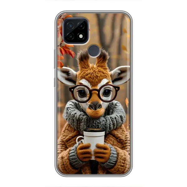 Чехол с рисунком «Жираф с кофе» для Realme C21 Чехол с рисунком «Жираф с кофе» для Realme C21