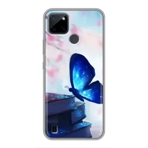 Силиконовый бампер с картинкой животных для Realme C21Y (Бабочка синяя)