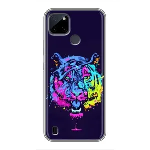 Силиконовый бампер с картинкой животных для Realme C21Y (Тигр-Арт)