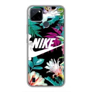 Силіконовый Чохол на Realme C25Y з картинкою НАЙК (Квітковий Nike)