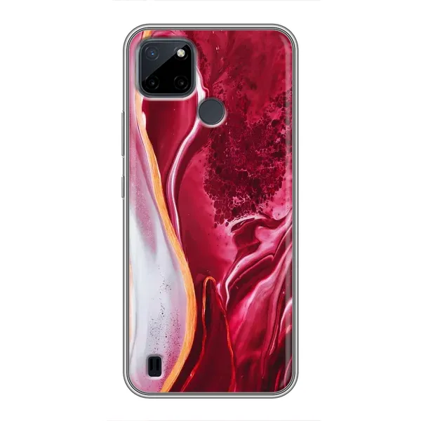 Чехол с рисунком «Красный мрамор» для Realme C25Y Чехол с рисунком «Красный мрамор» для Realme C25Y