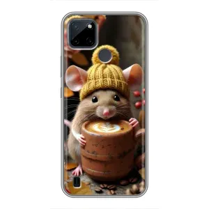 Печатный чехол «Зверята с кофе» для Realme C25Y (Мышка с кофе)