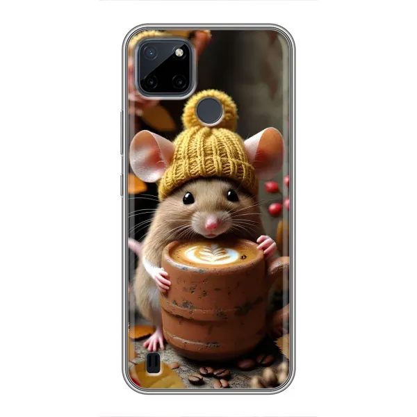 Чехол с рисунком «Мышка с кофе» для Realme C25Y Чехол с рисунком «Мышка с кофе» для Realme C25Y