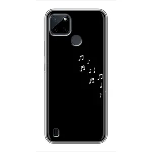 Чехол с картинками на черном фоне для Realme C25Y (Ноты)