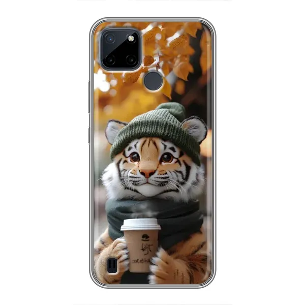 Чехол с рисунком «Тигр с кофе» для Realme C25Y Чехол с рисунком «Тигр с кофе» для Realme C25Y