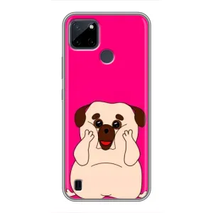 Чехол (ТПУ) Милые собачки для Realme C25Y (Веселый Мопсик)
