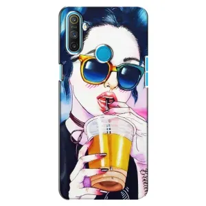 Чехол с картинкой Модные Девчонки Realme C3 (Девушка с коктейлем)