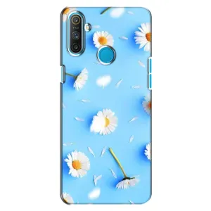Чехол с Цветами для Realme C3 (ромашки на голубом)