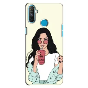 Силиконовый Чехол на Realme C3 с картинкой Стильных Девушек (С напитком)