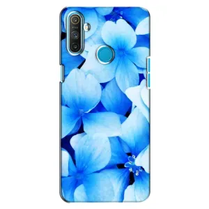 Силиконовый бампер с принтом (цветочки) на Реалми С3 (Синие цветы)