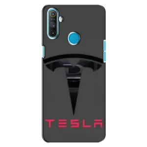 Силиконовый бампер с картинкой машины на Realme C3 (Logo TESLA)