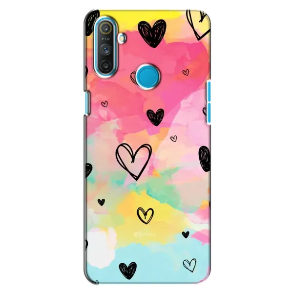 Чехол с рисунком «Яркие сердечки» для Realme C3