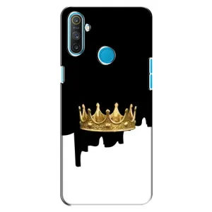 Чехол (Корона на чёрном фоне) для Реалми С3 (Золотая корона)