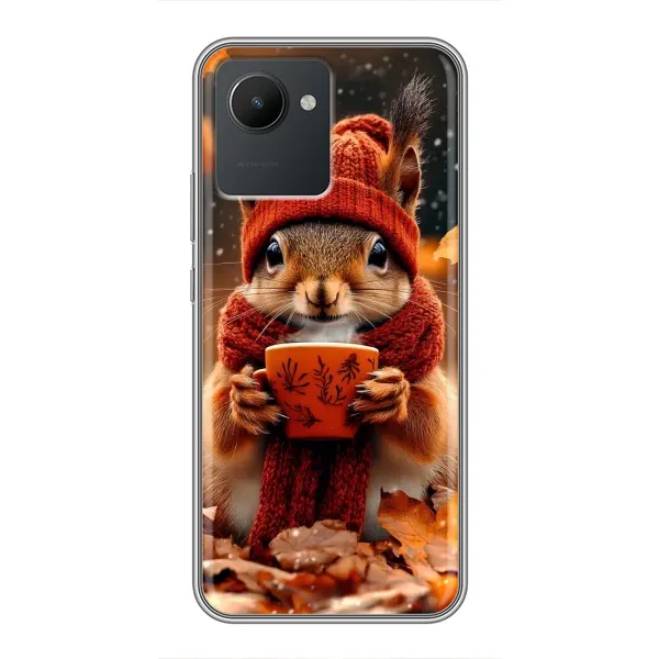 Чехол с рисунком «Белка с кофе» для Realme C30 Чехол с рисунком «Белка с кофе» для Realme C30