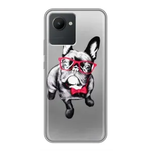 Чехол (ТПУ) Милые собачки для Realme C30 (Бульдог в очках)