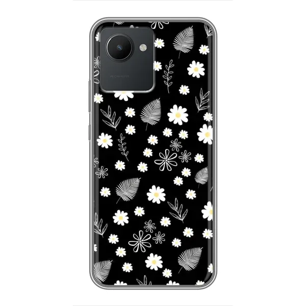 Чехол с рисунком «цветение на чорном» для Realme C30