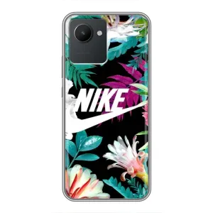 Силиконовый Чехол на Realme C30 с картинкой Nike (Цветочный Nike)