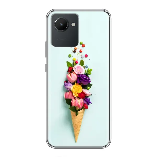Чехол с рисунком «Цветок-мороженное» для Realme C30