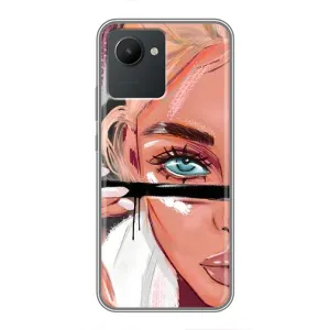 Силиконовый Чехол на Realme C30 с картинкой Стильных Девушек (Девушка и ресницы)