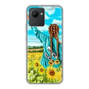 Чехол Стильные девушки на Realme C30 (Девушка на поле)