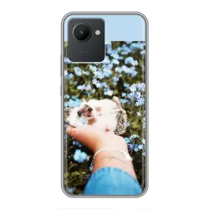 Чехлы с изображением разных животных для Realme C30 (Ежик на руках)