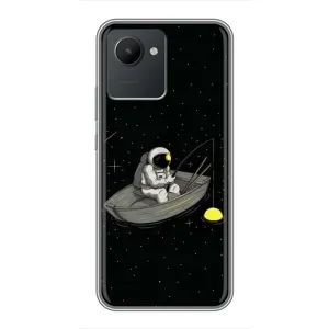 Силіконовый Чохол з принтом "Космонавти" на Realme C30 (Космонавт на рибалці)