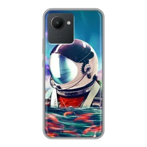 Силіконовый Чохол з принтом "Космонавти" на Realme C30 (Космонавт у воді)