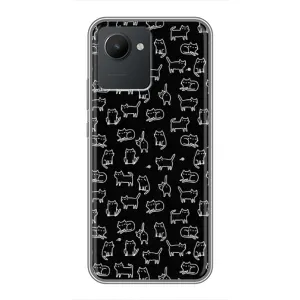 Чехол на тематику: Коты для Realme C30 (Котики на черном)