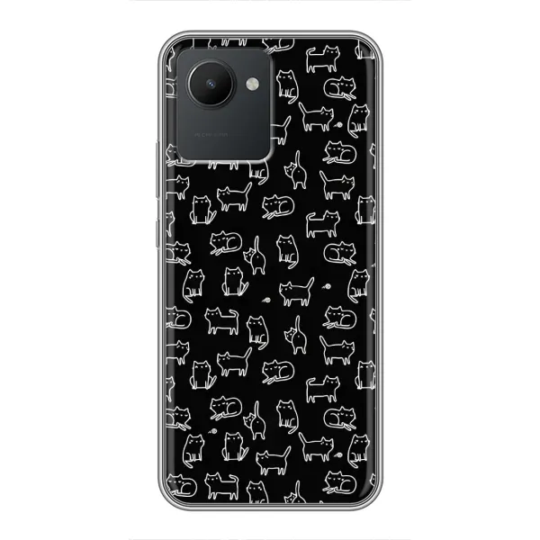 Чехол с рисунком «Котики на черном» для Realme C30 Чехол с рисунком «Котики на черном» для Realme C30