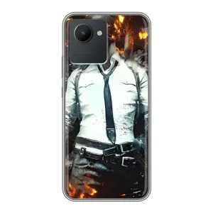 Силиконовый чехол с картинкой "Герой Pubg" на Realme C30 (Man Пубг)