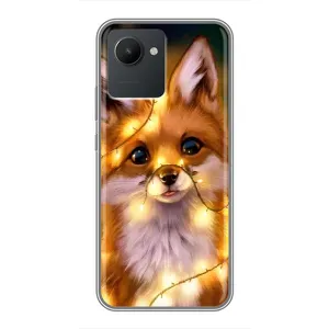 Чехол с Лисичкой для Realme C30 (Новогодний лисенок)