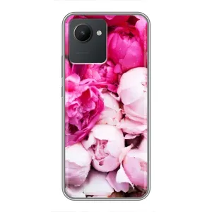 Силиконовый бампер с принтом (цветочки) на Реалми С30 (Пионы)
