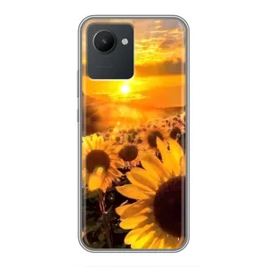 Чехол с Цветами для Realme C30 (поле подсолнухов)