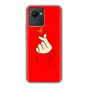 Чехлы (Знак сердечка) на Realme C30 (Сердце на красном)
