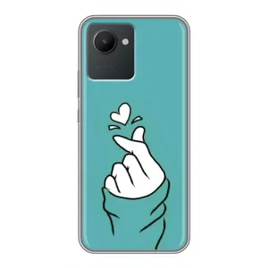 Чехлы (Знак сердечка) на Realme C30 (Сердечко на бирюзовом)
