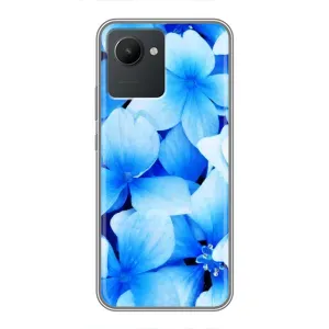 Силиконовый бампер с принтом (цветочки) на Реалми С30 (Синие цветы)