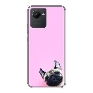 Бампер для Realme C30 с картинкой "Песики" (Собака на розовом)