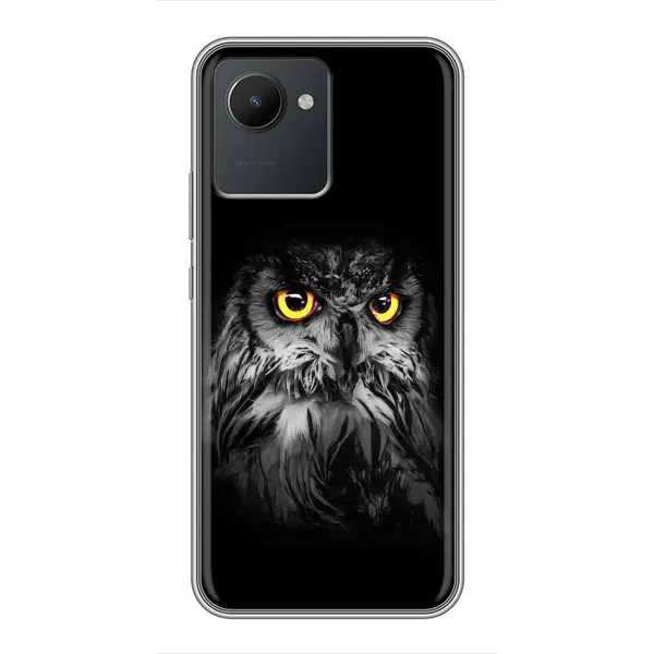 Чехол с рисунком «Сова на чёрном» для Realme C30 Чехол с рисунком «Сова на чёрном» для Realme C30