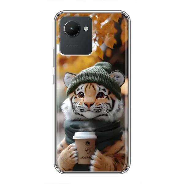 Чехол с рисунком «Тигр с кофе» для Realme C30 Чехол с рисунком «Тигр с кофе» для Realme C30