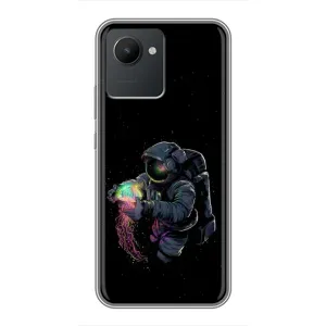 Силіконовый Чохол з принтом "Космонавти" на Realme C30 (В руках земля)