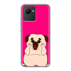 Чехол (ТПУ) Милые собачки для Realme C30 (Веселый Мопсик)