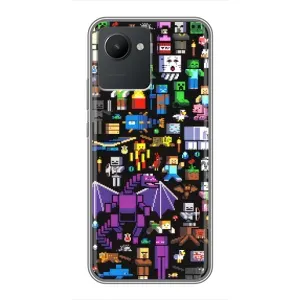 Чехол майнкрафт для Realme C30 (Все персонажи)