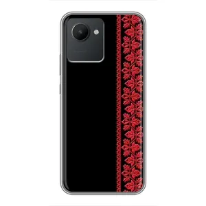 Силиконовый Чехол на Realme C30 с картинкой Вышиванки (Вышиванка на черном)