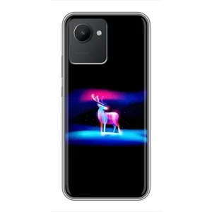 Силиконовый бампер с картинкой животных для Realme C30 (Яркий олень)